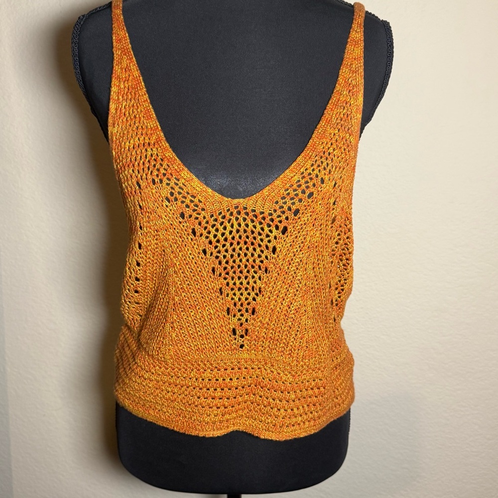 Ultra Flirt Orange Knit Crop Top Bathing Suit Cover XL
